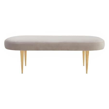 Safavieh 15.75 x 48.43 x 18.31 in. Corinne Velvet Oval Bench, Pale Taupe & Gold SFV4704D